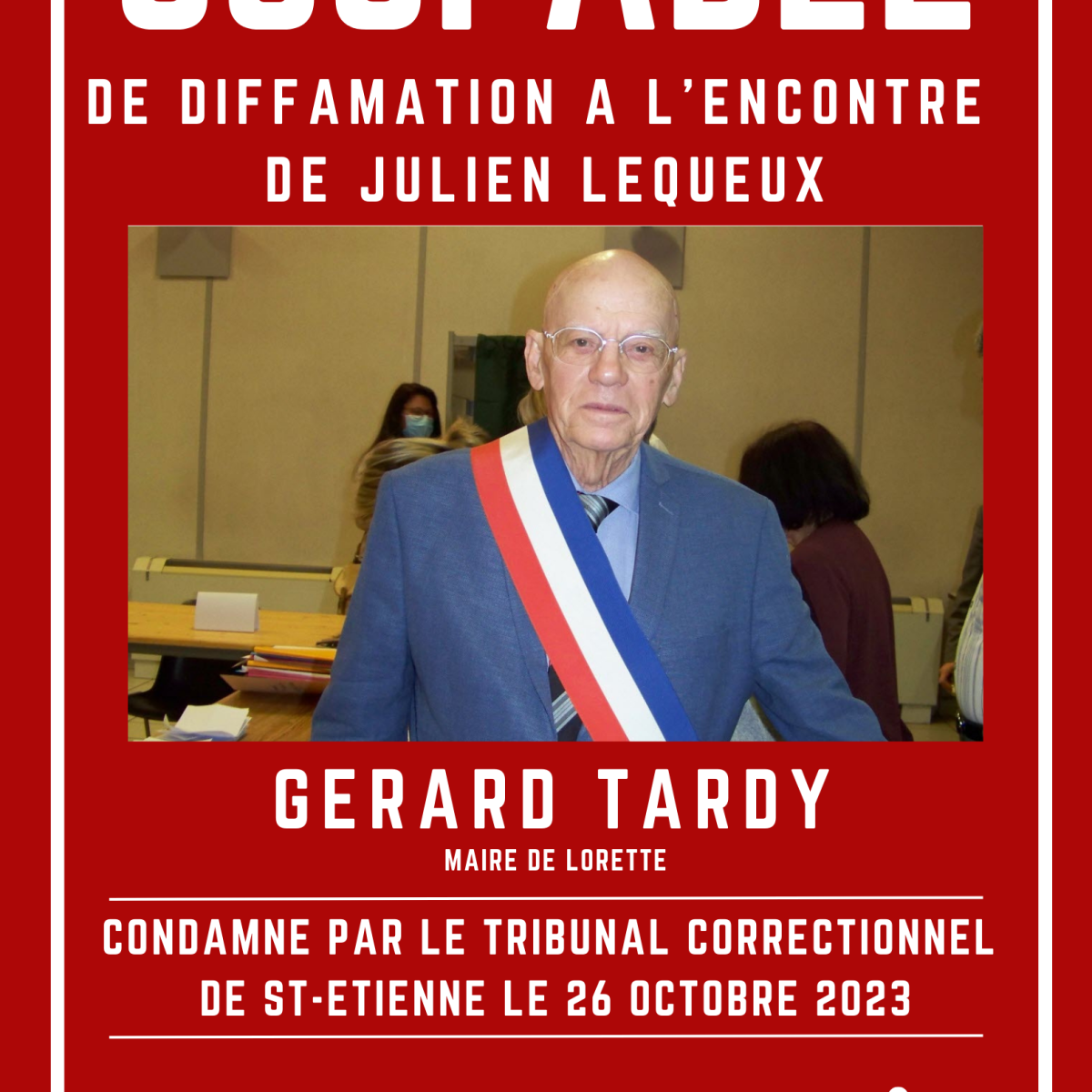 Gérard Tardy condamné pour diffamation !